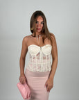 Bustier in macramè panna