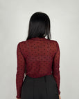 Maglia semivelata pois bordeaux