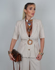 Giacca Lella in lino panna