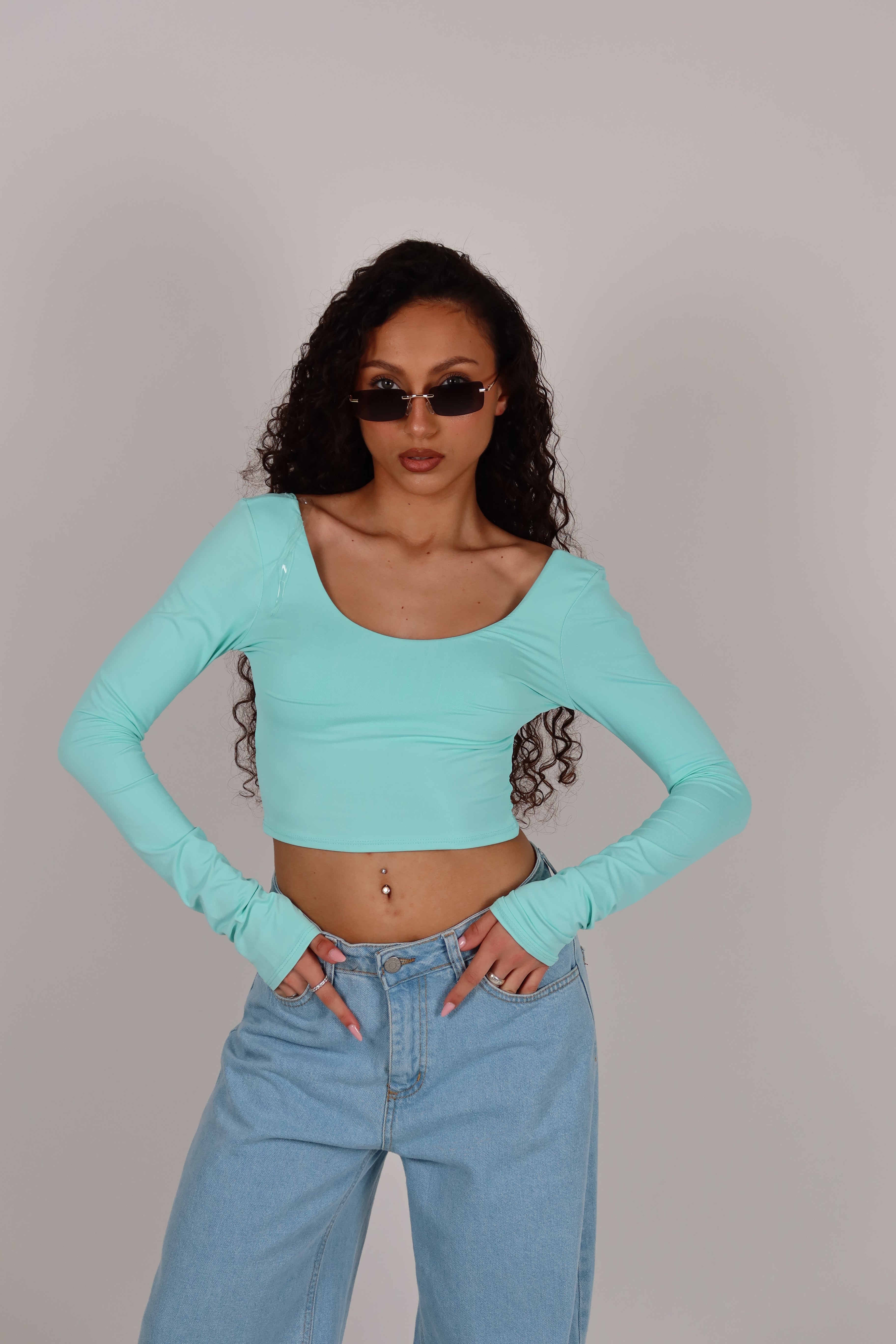 Maglia Crop tiffany