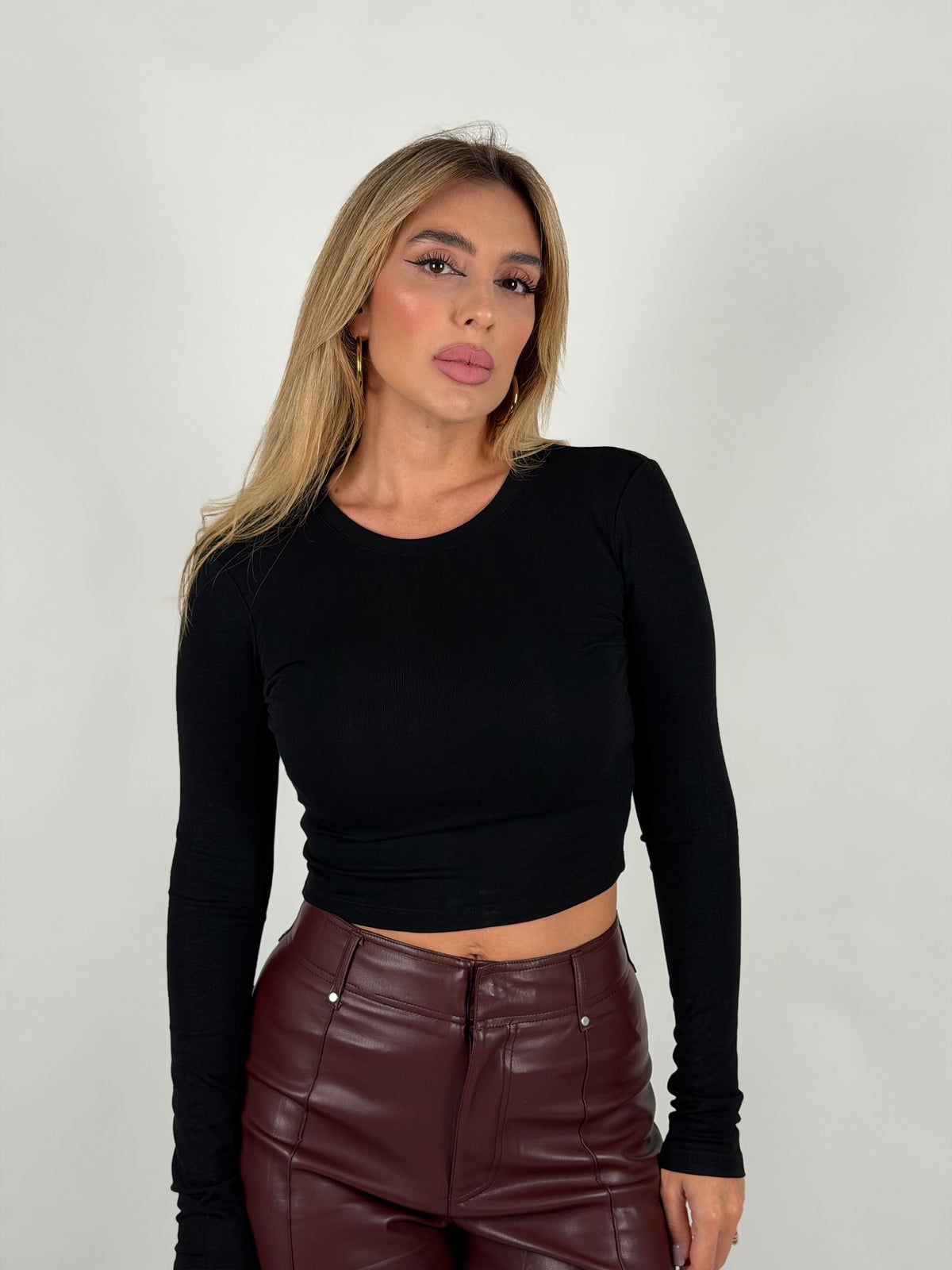 Maglia simply crop nera