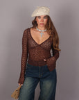 Maglia in pizzo Brown