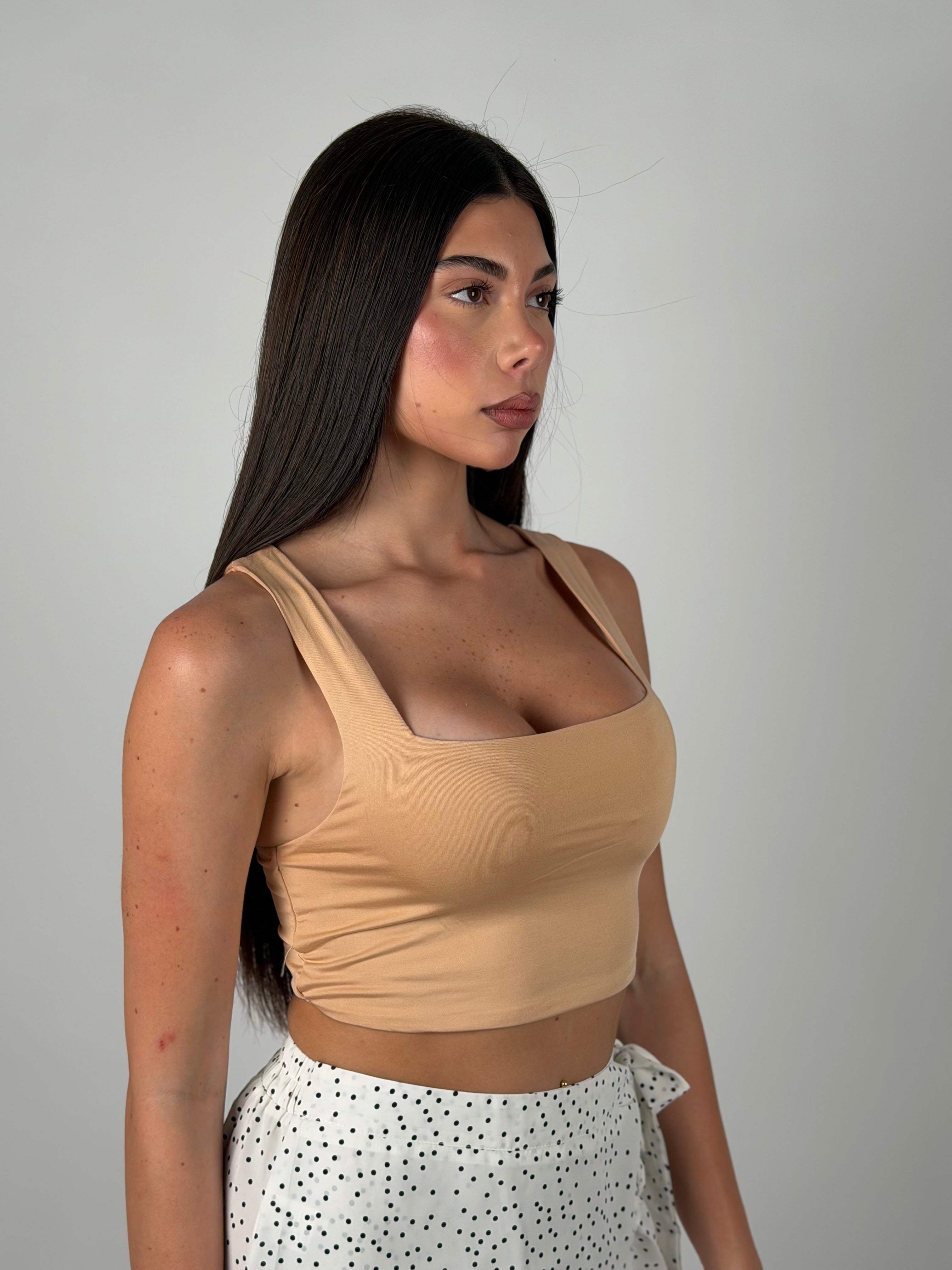 Top crop basic beige