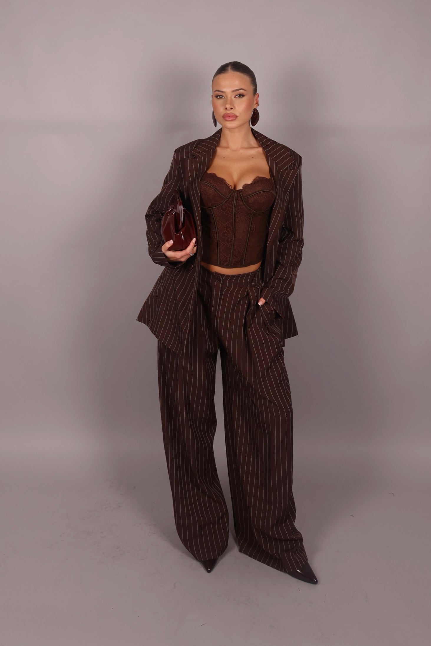 Tailleur doppiopetto gessato Brown avvitato