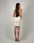 Mini dress bandage scollo sul retro bianco