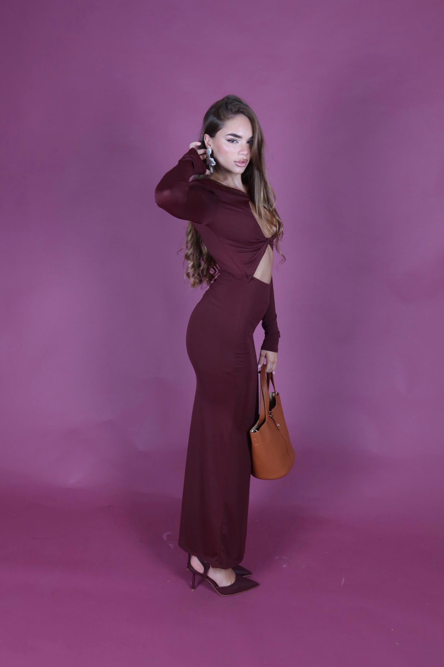 Dress cut out bordeaux