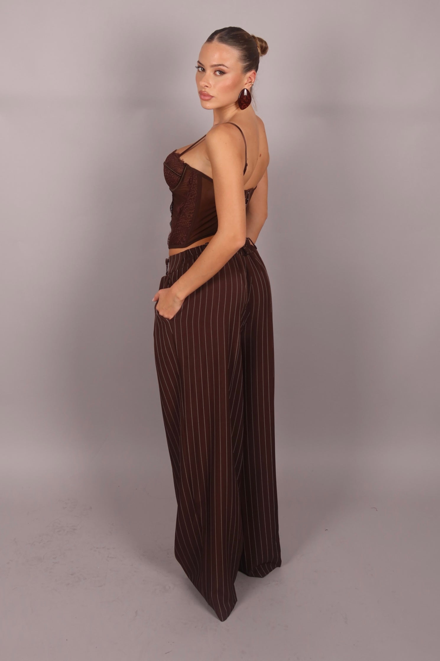 Tailleur doppiopetto gessato Brown avvitato