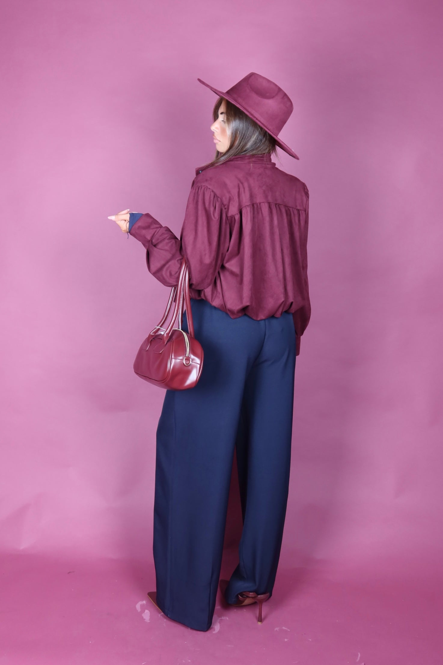 Giacca Zoe in camoscio bordeaux