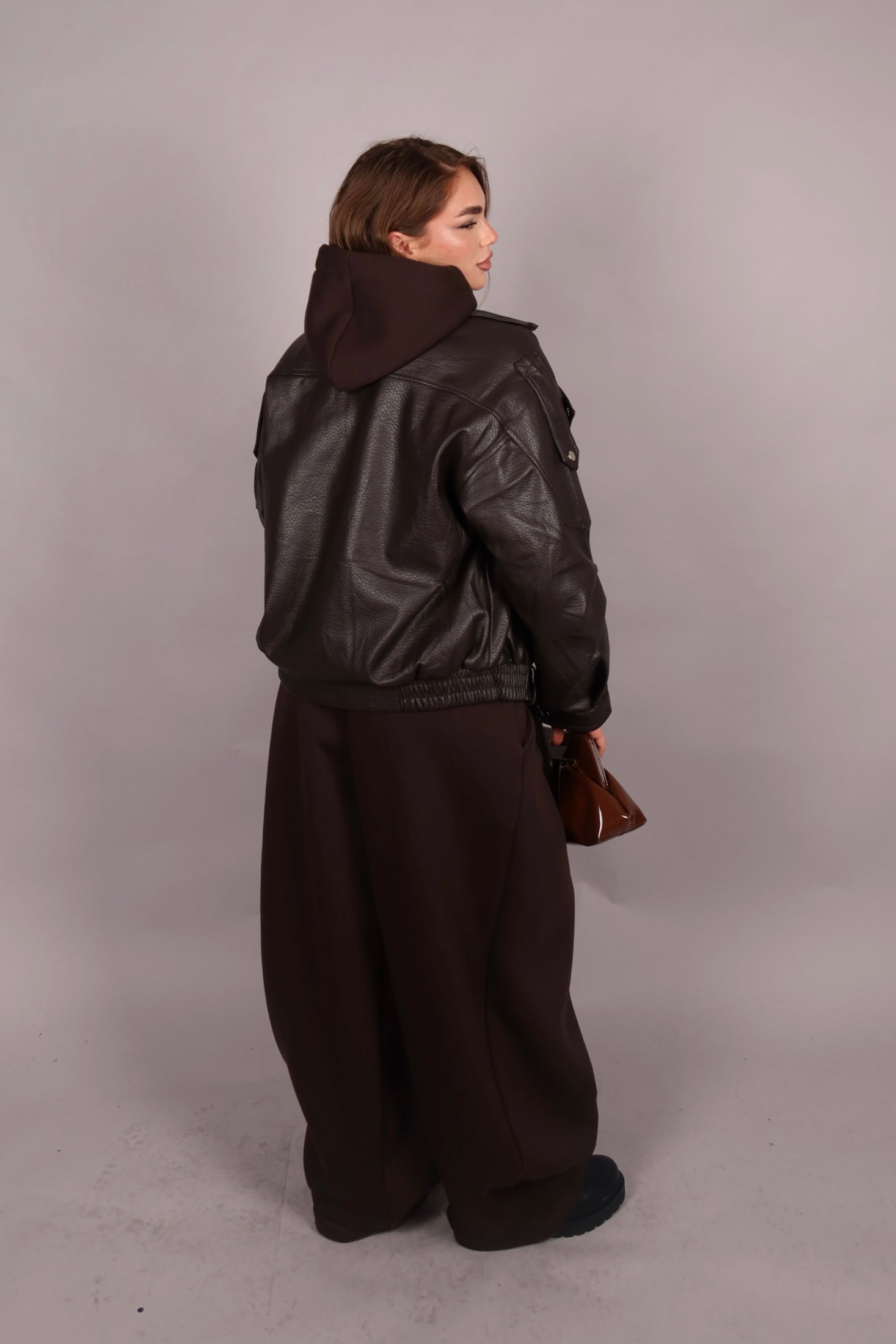 Chiodo over con cintura Brown