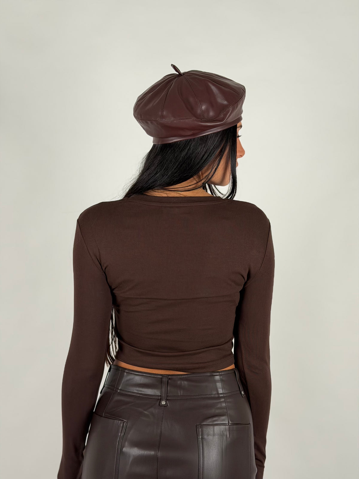 Maglia simply crop marrone