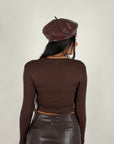 Maglia simply crop marrone