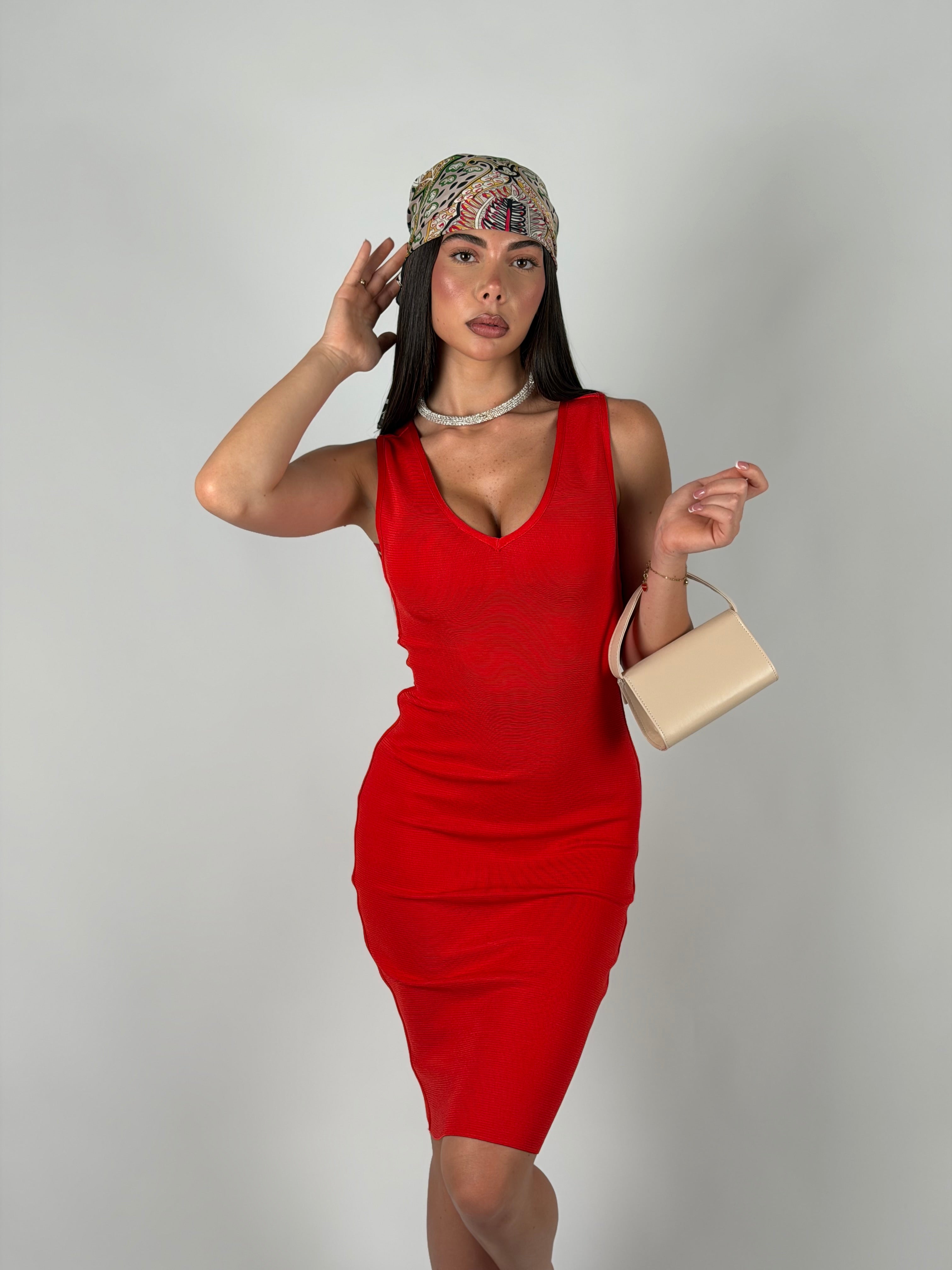 Bandage scollo V rosso corallo