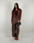 Pantalone a quadri bordeaux