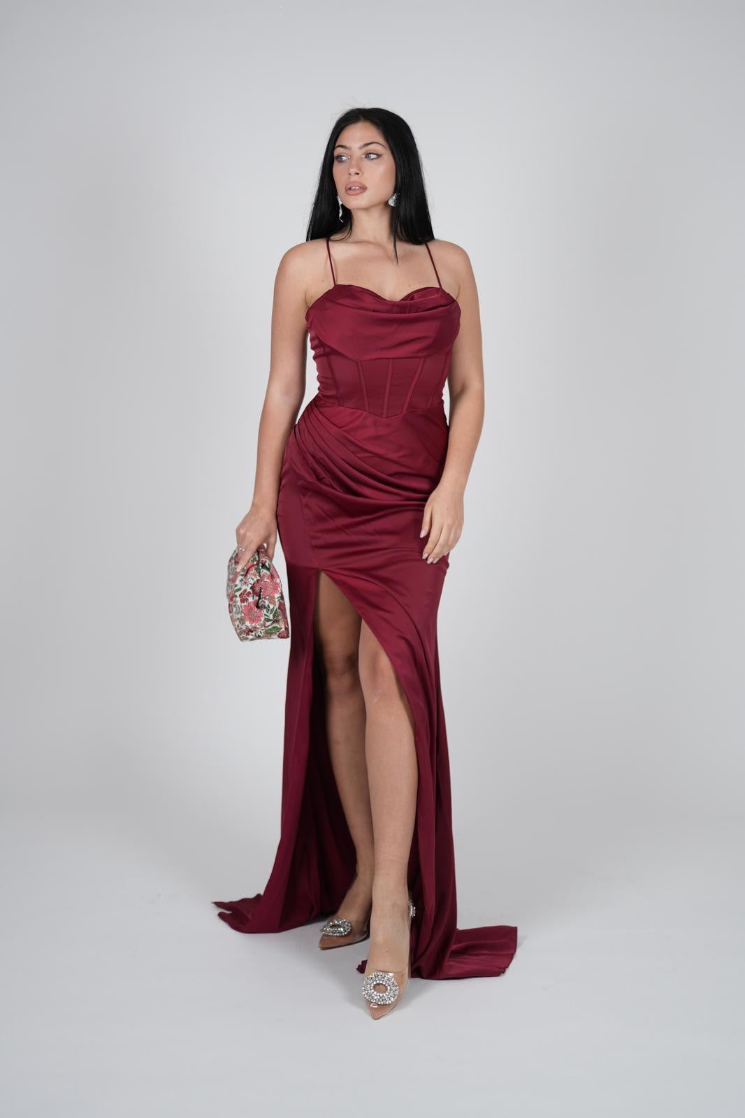 Dress drappeggio bordeaux