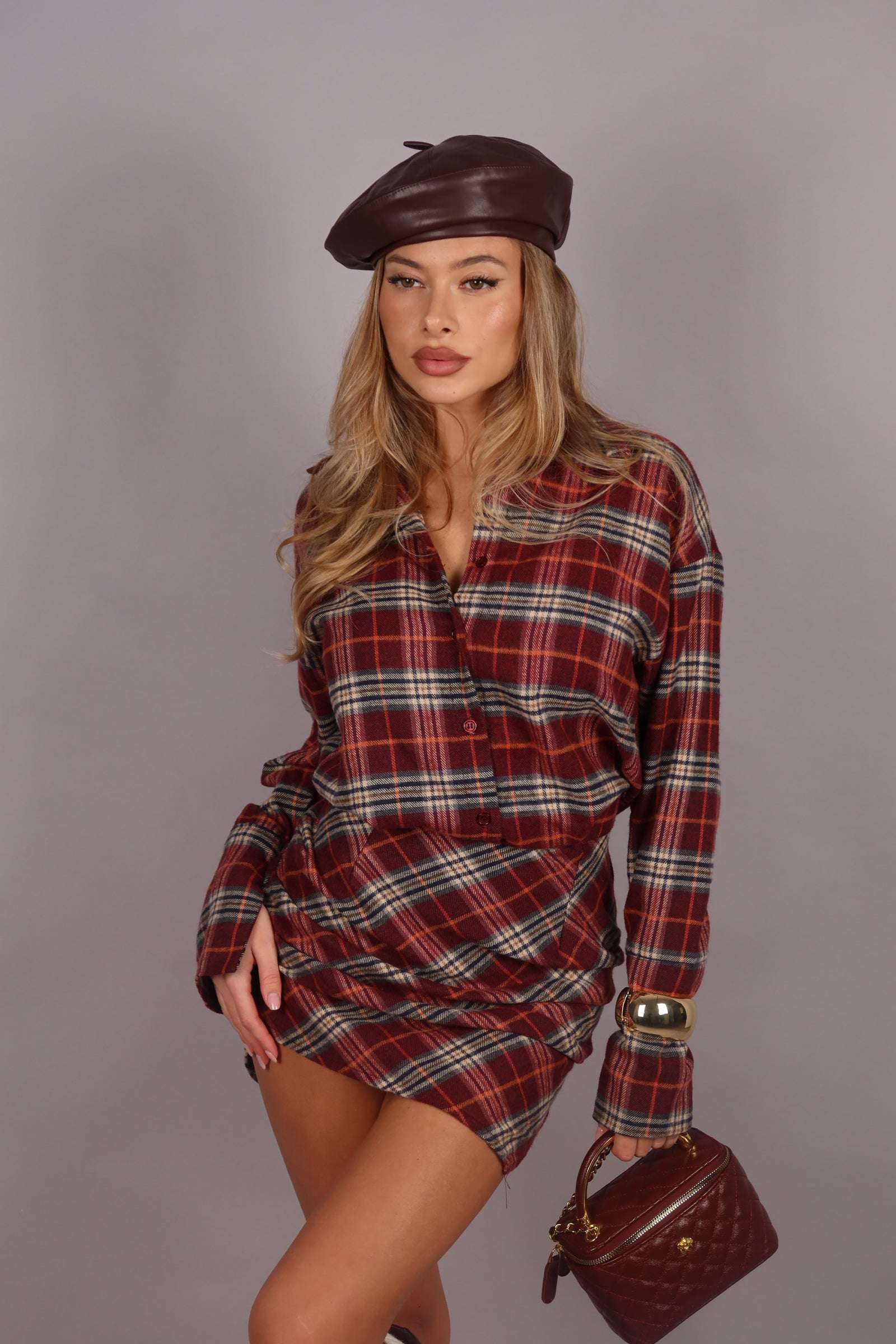 Mini dress Scozia bordeaux