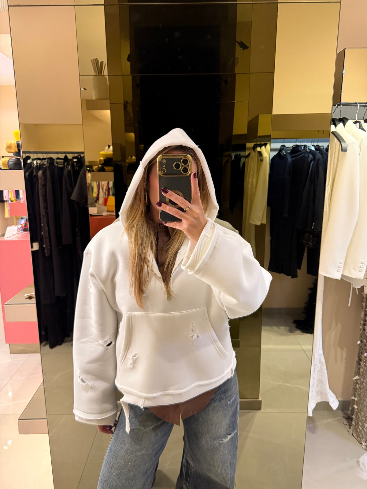 Felpa street style bianca