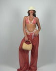 Set 3 pezzi costume e pantalone quadri red