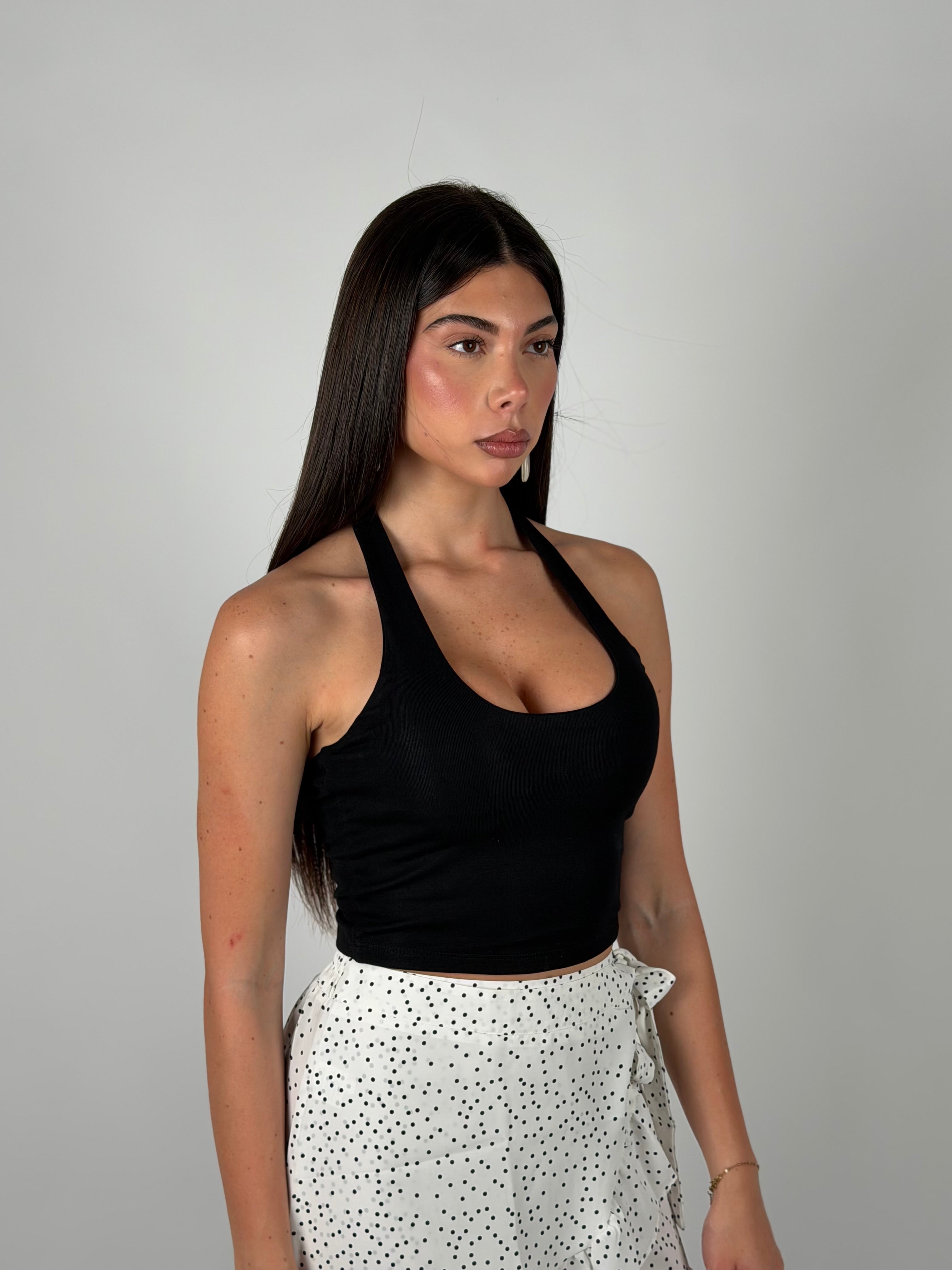 Top basic scollo America nero