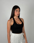Top basic scollo America nero