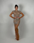 Long dress luxury Nude/argento