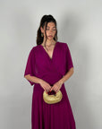 Dress in chiffon curvy magenta