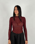 Maglia semivelata pois bordeaux