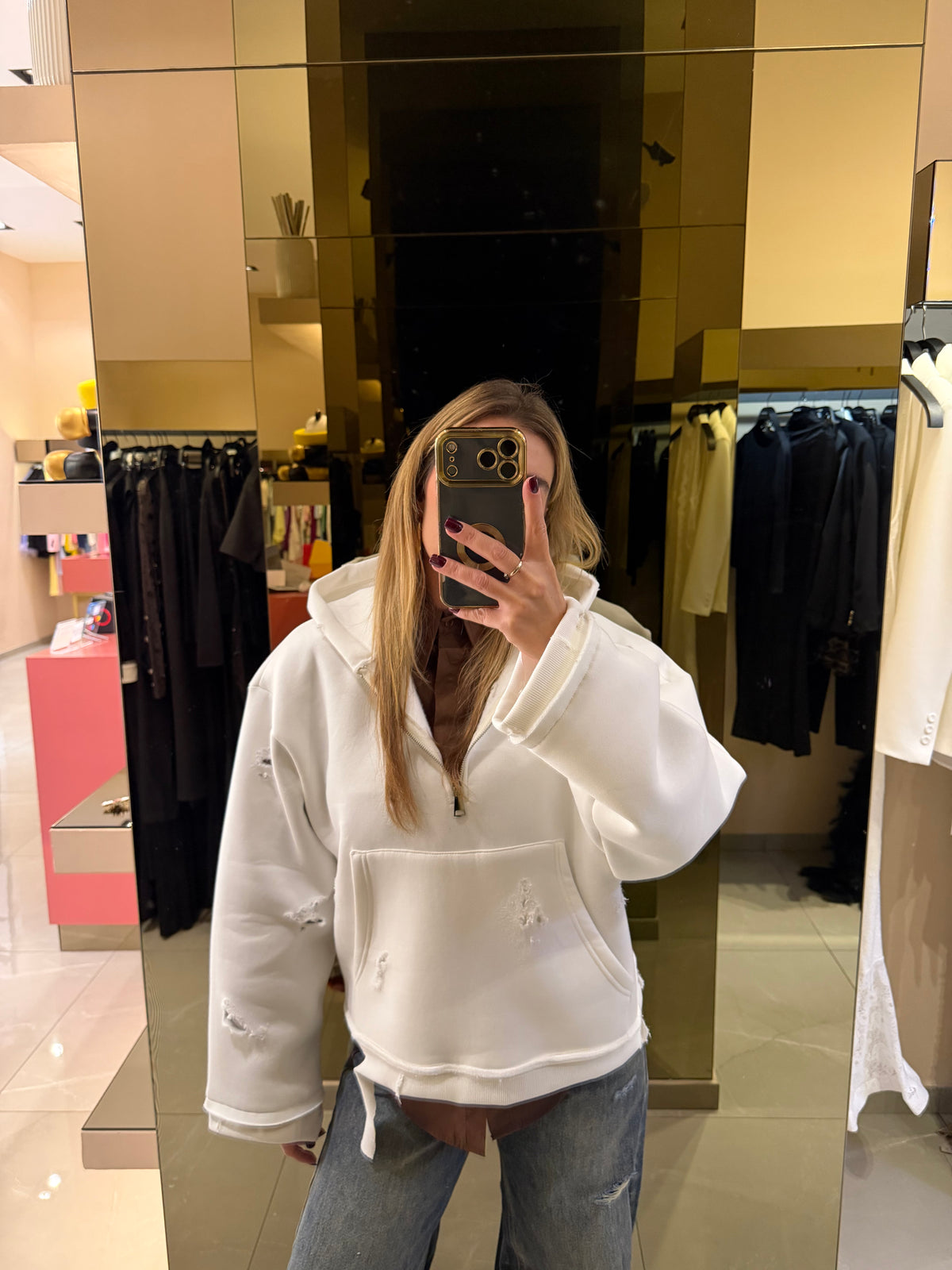 Felpa street style bianca