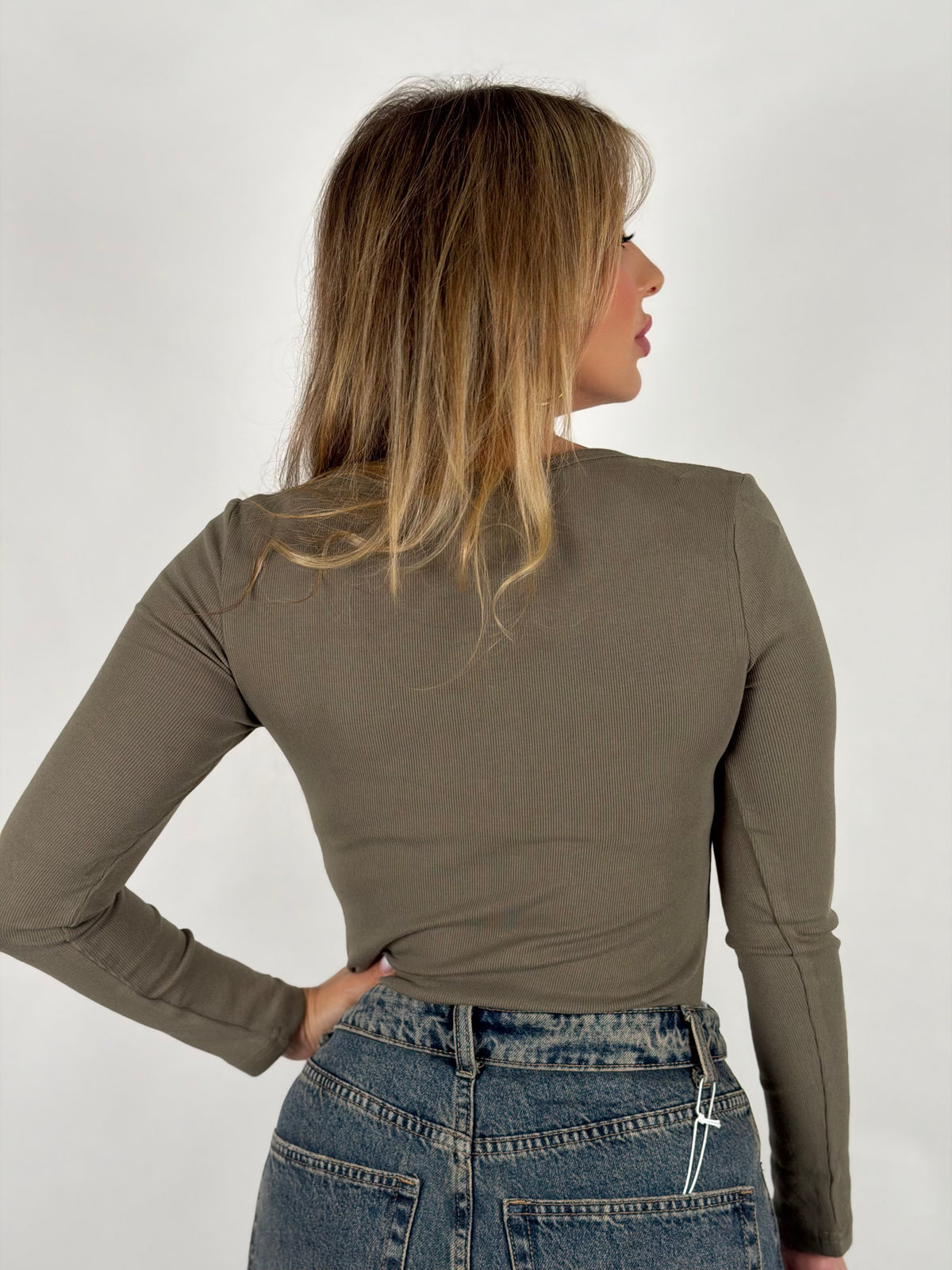 Maglia costine verde