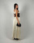 Dress in raso e pizzo panna/nero