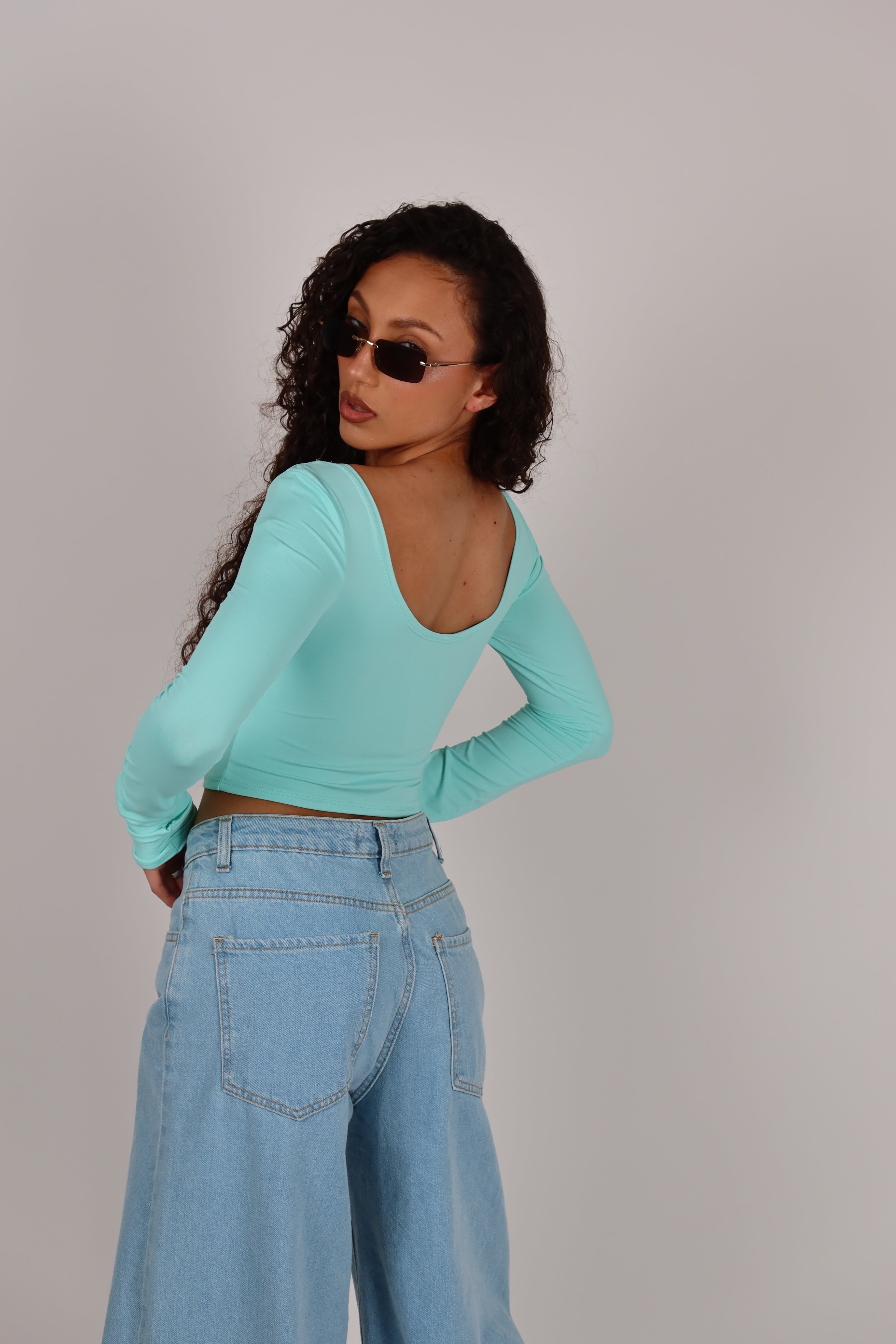 Maglia Crop tiffany