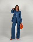 Pantalone palazzo Karina effetto jeans