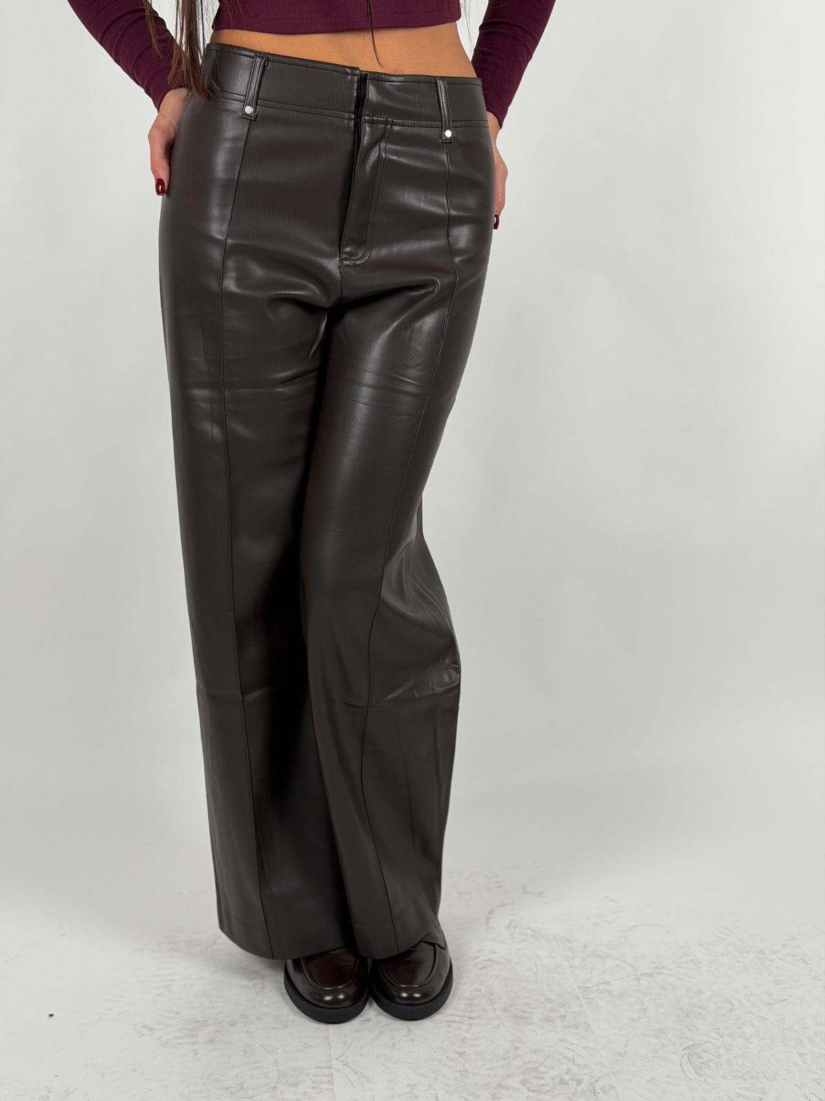 Pantalone in pelle brown