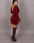 Mini dress drapping bordeaux