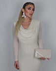 Dress Allyson panna con scollo drappeggiato