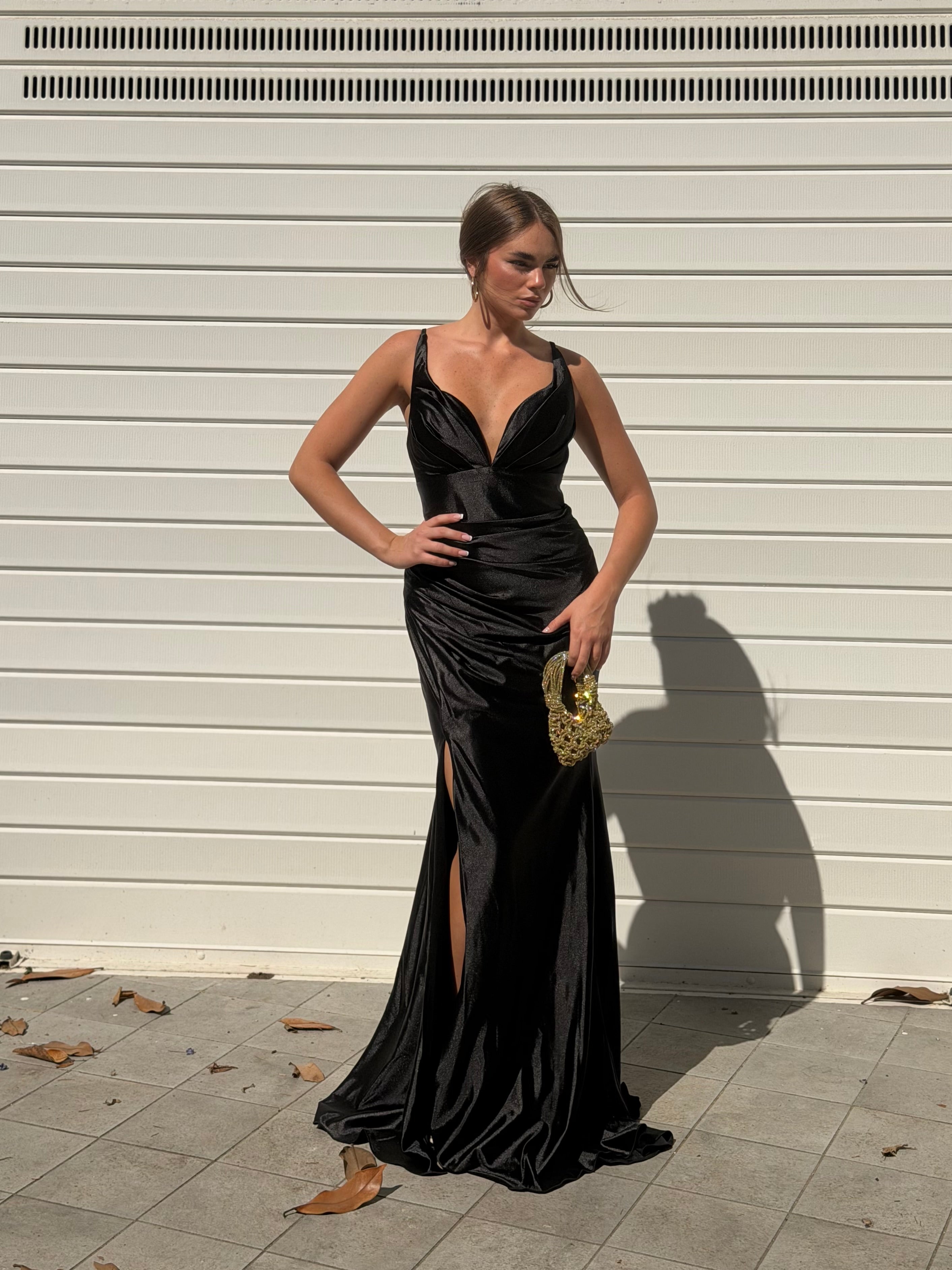 Dress elegant in raso nero