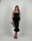 Midi bandage con balze nero