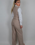 Pantalone chris gessato palazzo beige