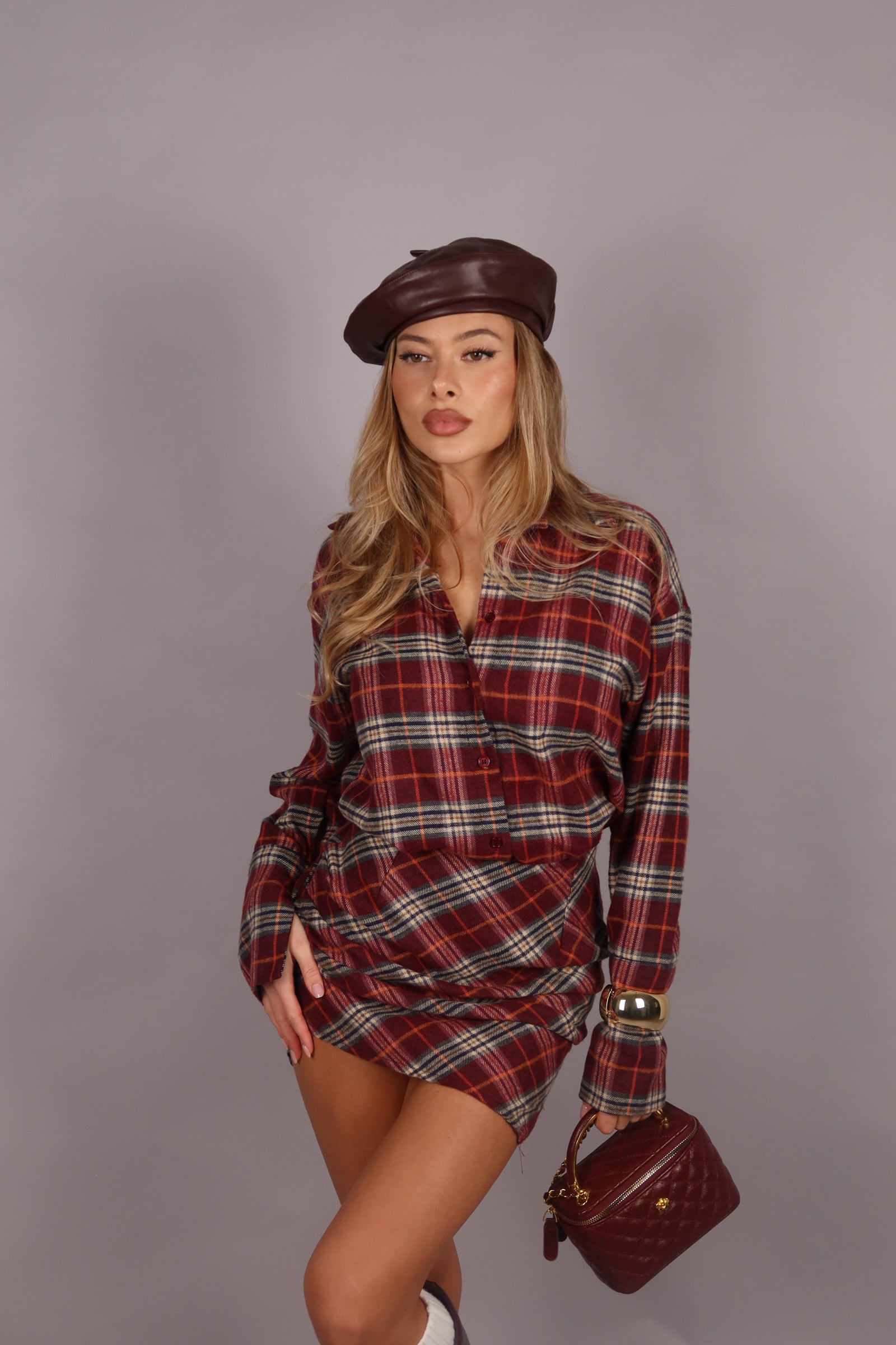 Mini dress Scozia bordeaux