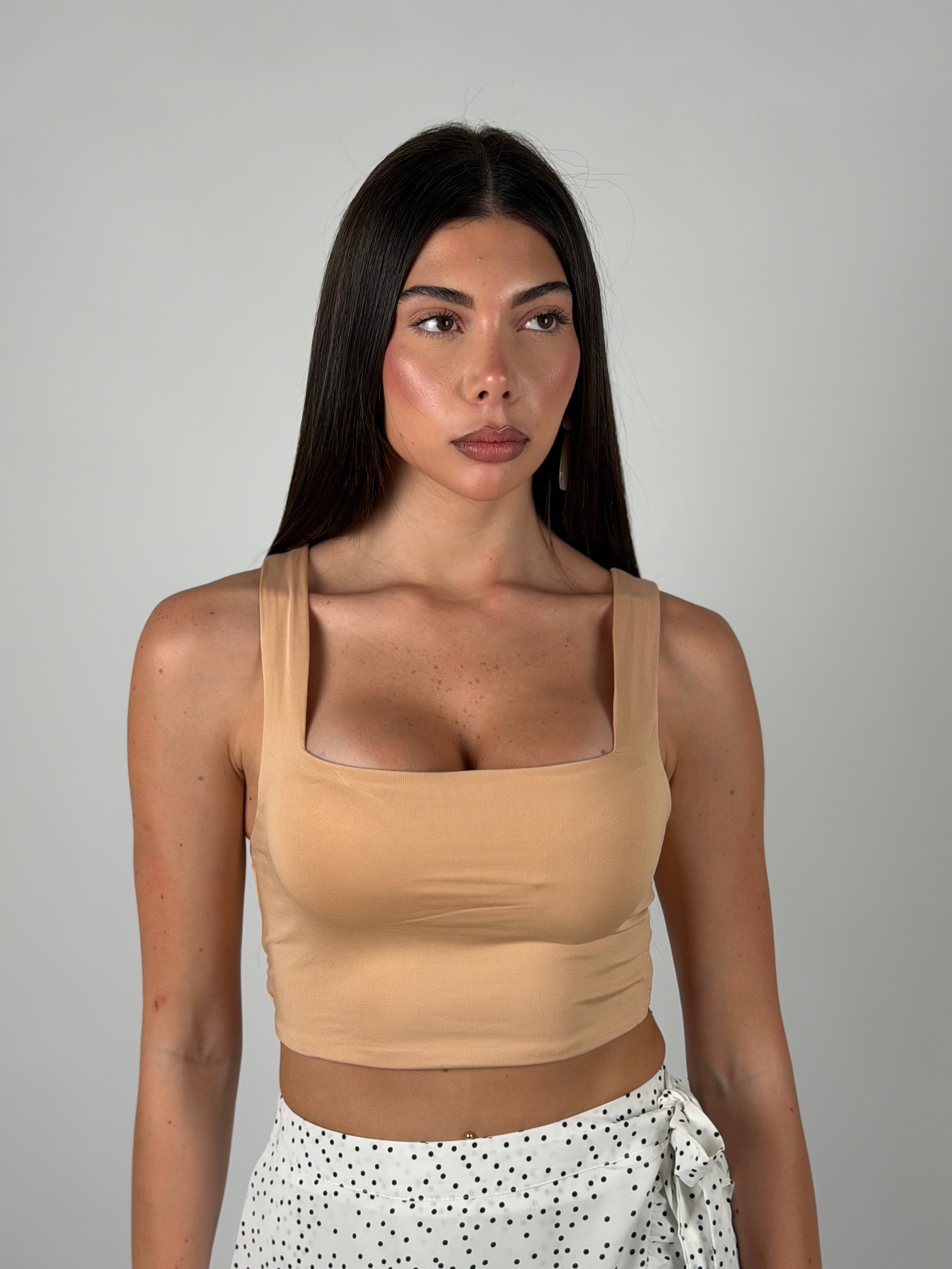 Top crop basic beige