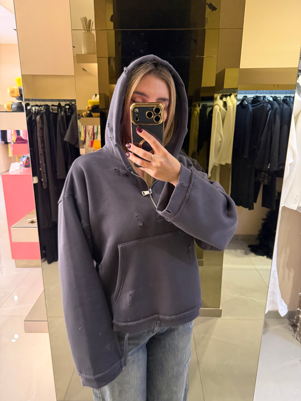 Felpa street style grigia