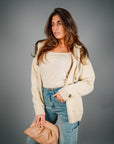 Cardigan zip beige