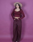 Pantalone bea gessato bordeaux