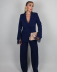 Blazer Serena con inserti in pizzo blu navy