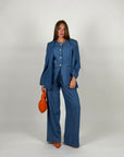 Pantalone palazzo Karina effetto jeans