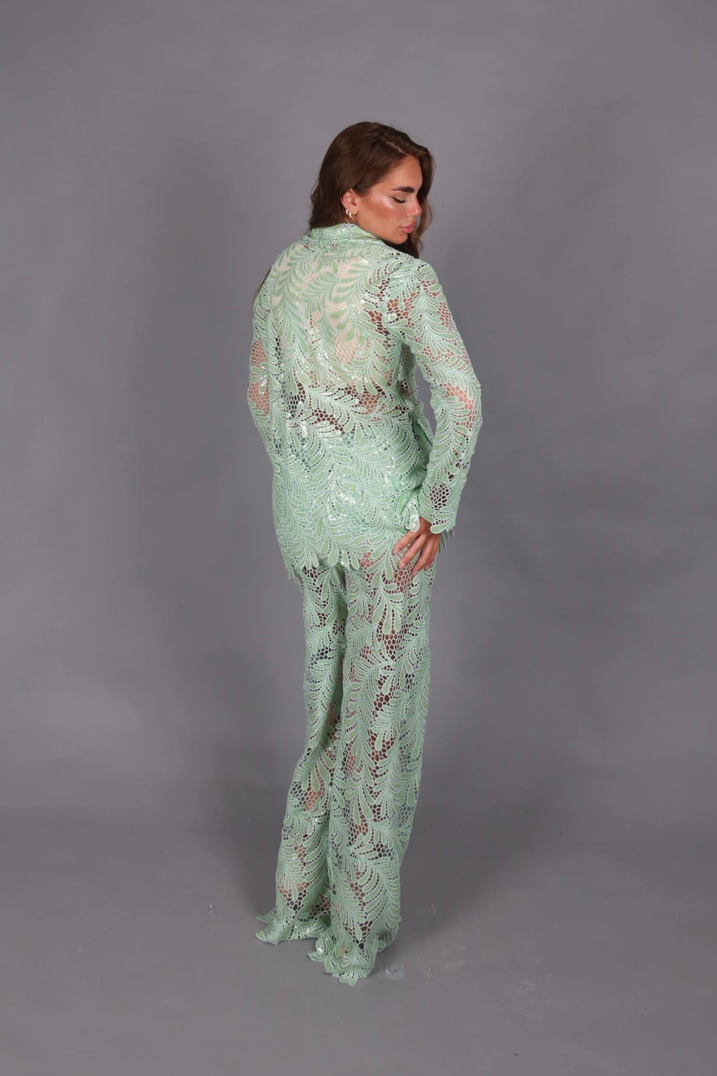 Tailleur macrame verde acqua