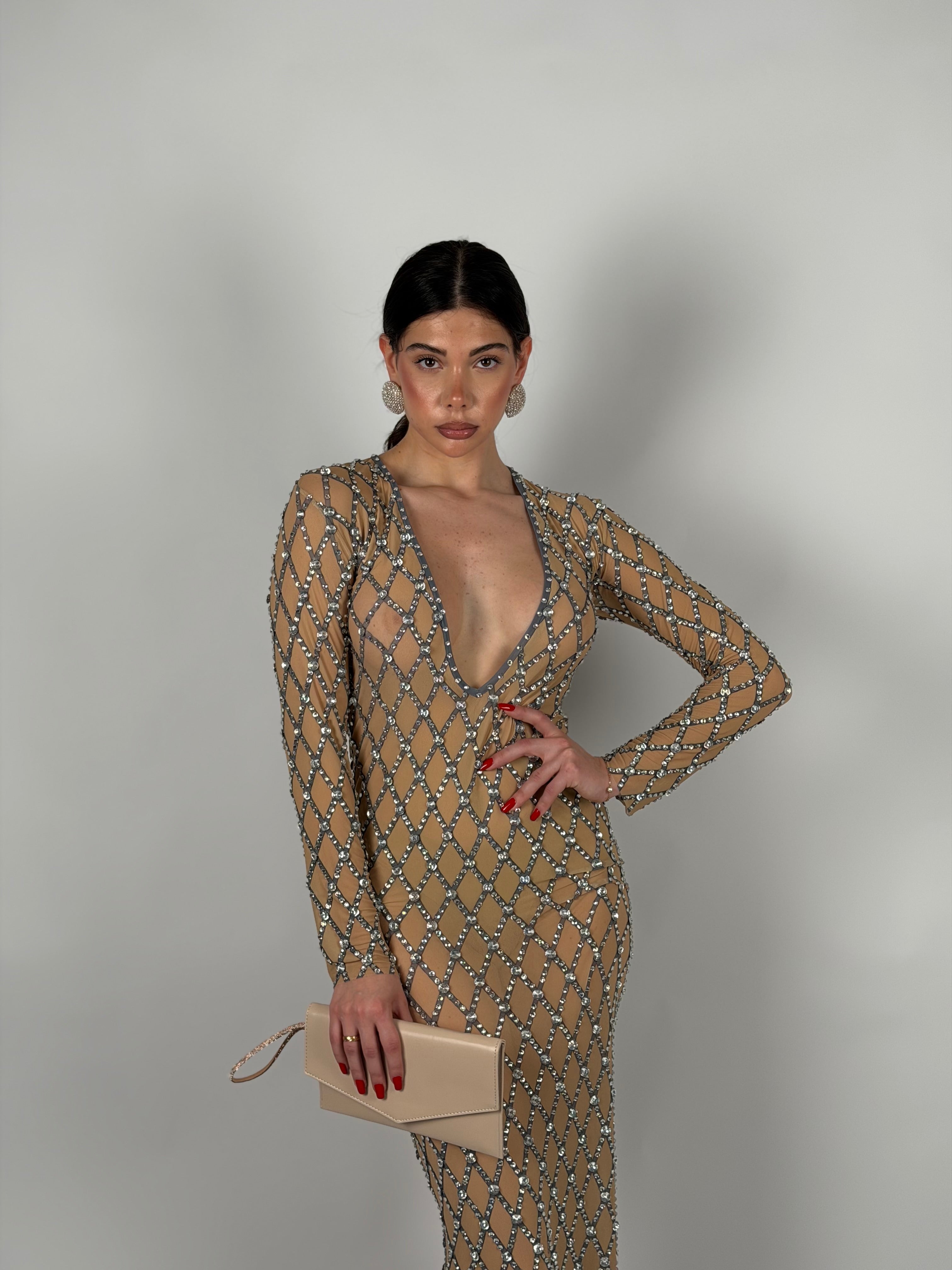 Long dress luxury scollo V