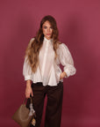 Camicia con balze panna