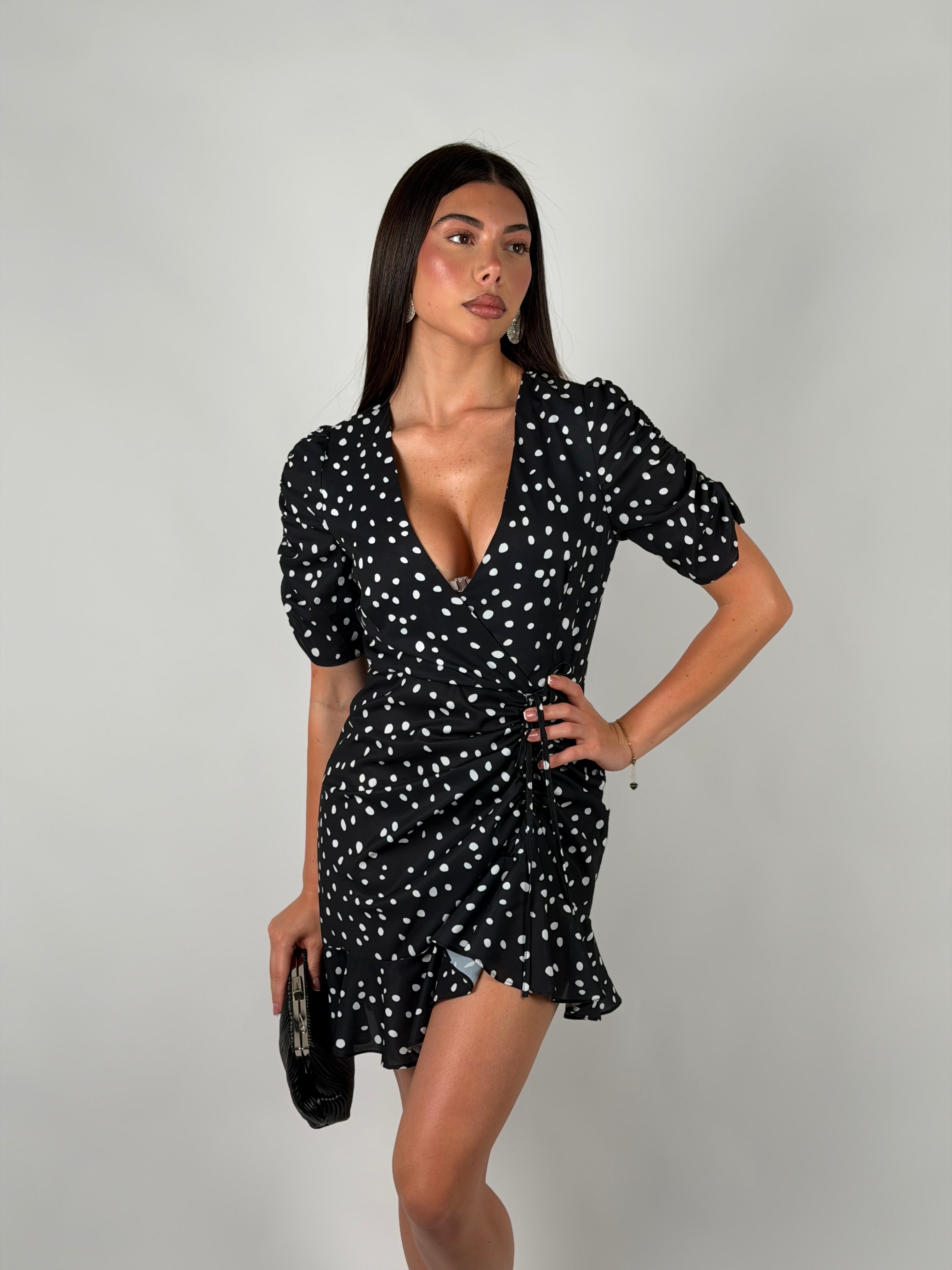 Mini dress pois nero/bianco