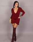 Mini dress drapping bordeaux