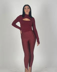 Leggings con ghette bordeaux